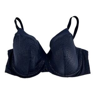 Third Love navy blue chevron contour demi bra underwire adjustable size 38E